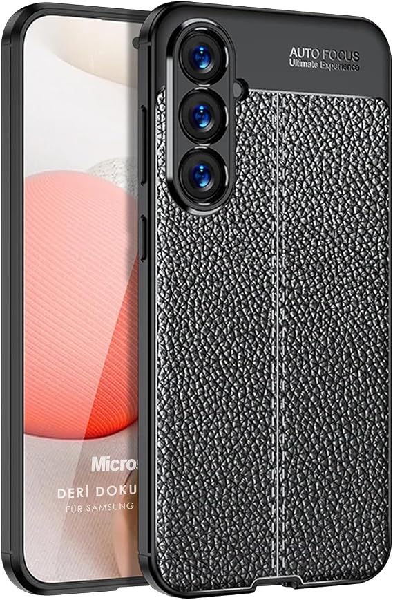 Microsonic Samsung Galaxy S24 Kılıf Deri Dokulu Silikon Siyah [Galaxy S24 ile Uyumlu Kılıf - Siyah]