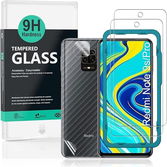Ibywind Screen Protector For Redmi Note 9S/9 Pro[2 Pack],9H Hardness Tempered Glass,With 1Pc Camera Lens Protector,Easy to Install