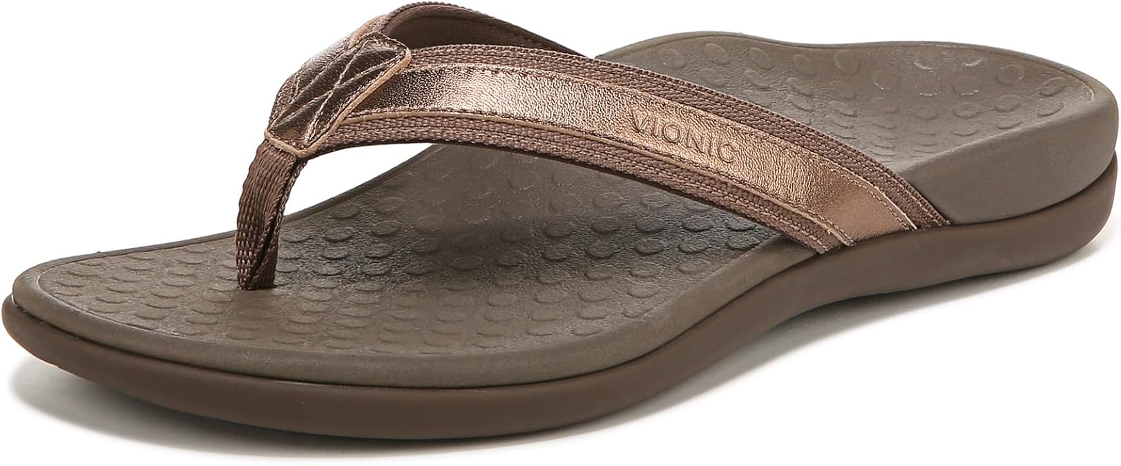Vionic レディース フラットシューズ, メタリックブロンズ, 6
