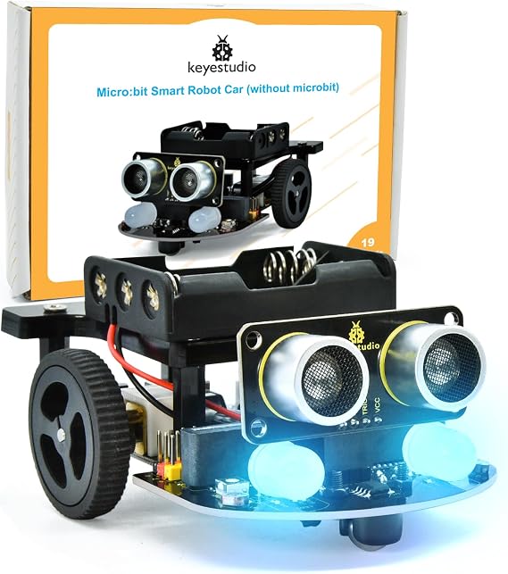 KEYESTUDIO BBC Microbit V2.2 Starter Kit Micro Bit Car Kit Electronic STEM Programming Set Gift Barebone PCs (without Micro: Bit)