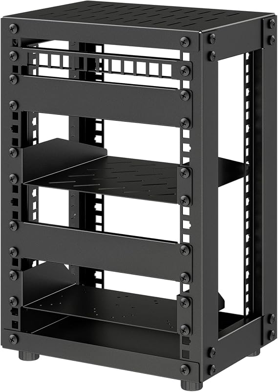 8U Server Cabinet, 10 Inch Mini Server Rack for Networking, Servers, Audio-Visual Equipment and DIY Projects, 7.87" Depth, Black