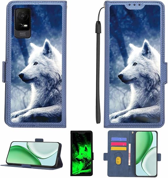 Case Compatible for Mobiwire vodacom Kicka 6 4G Phone Case Flip Cover [with Tempered Glass Screen Protector][RFID Blocking][Luminous Effect] LPT-LANG