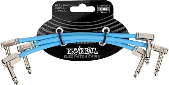 Ernie Ball Flex Patch Cable 6in - Blue - 3 Pack