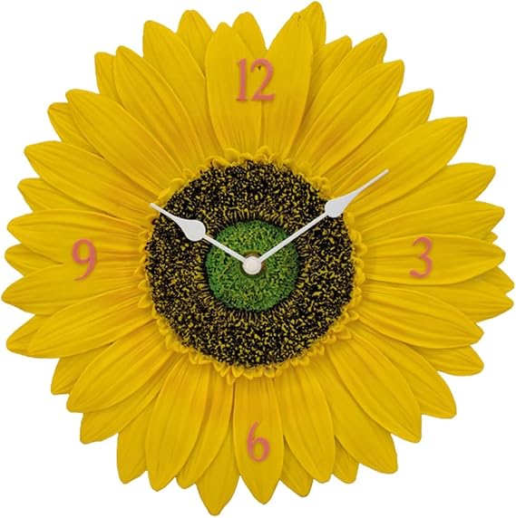 Wall Sunflower Clock Decor Vintage Country Floral Easy To Read Household