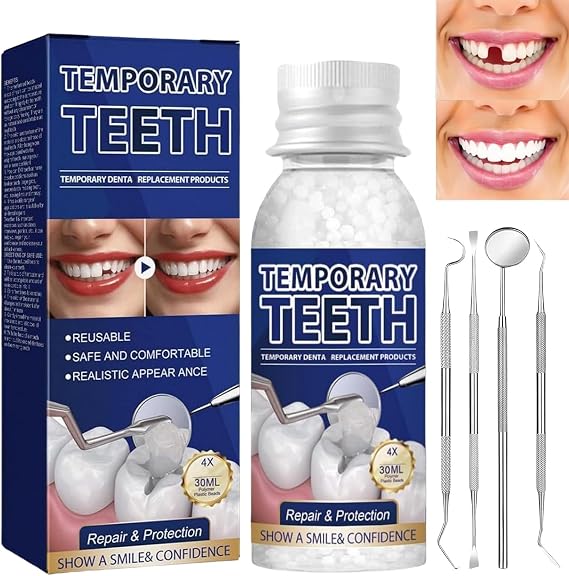 30ML Temporary Tooth Filling,Moldable False Teeth for Fixing,Temporary Tooth Repair Kits,Filling Missing Broken Tooth,False Teeth Replacement Tooth Filling Repair Kits,Missing Teeth Replacement Kit