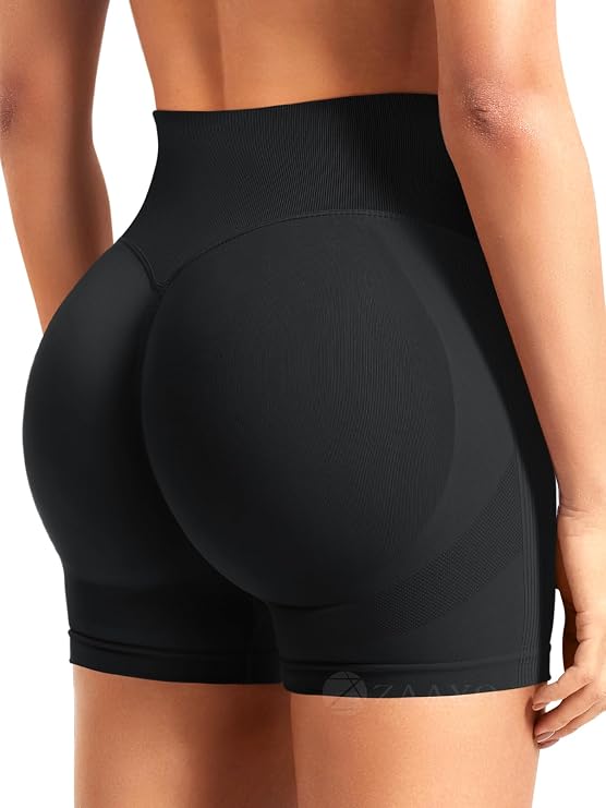 ZAAYO Women's Workout Shorts 3.6 Inch Scrunch Shorts Seamless Booty High Waist Butt Lifting Gym Yoga Biker Shorts