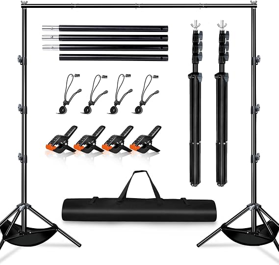 Backdrop Stand Kit, 3m x 3m(9.8ft by 9.8ft) Photography Background Stand,Adjustable Height and Width Backdrop Stand Frame for Decoration,Photo,Party