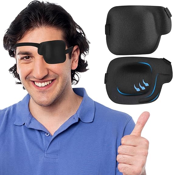 2 Packs Black Eye Patch for Adults & Kids,Eye Patches for Lazy Eye