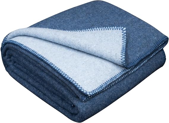 Merino Wool Outdoor Blanket, Camping & Travel Reversible Throw, 51 x 67 in