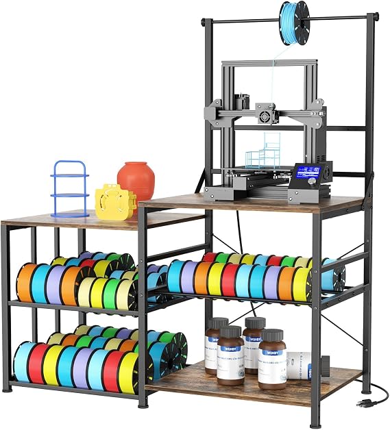 Aquzee 3D Printer Stand with Filament Storage, Heavy Duty 3D Printing Table