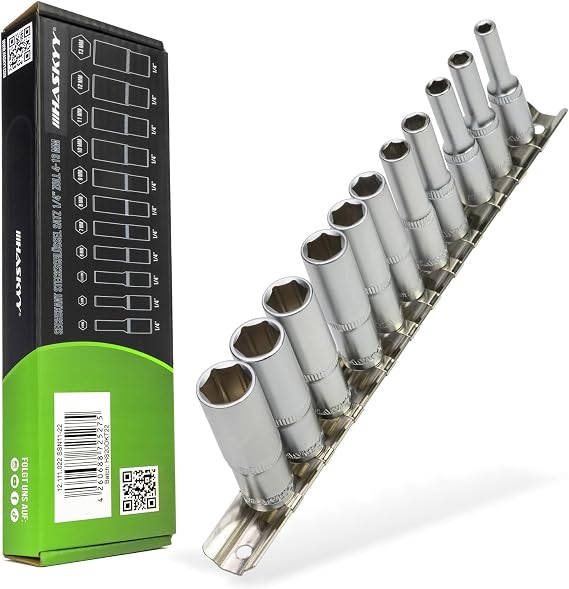 HASKYY Socket Spanner Set Long Nuts 1/4 Inch Sockets 4-13 mm Hexagonal Set Socket Hexagonal Insert Wrench