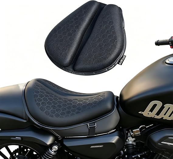 Foldable Motorcycle Gel Seat Cushion,Motorcycle Seat Cover Large 3D Honeycomb Structure,Shock Absorption & Breathable,Motorbike Gel Pad,Suitable for Long Rides,Motorbike Accessories