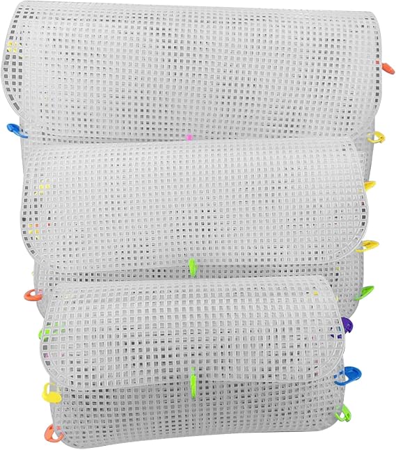 Plastic Bag Canvas Sheets, 3PCS 3 Sizes DIY Plastic Mesh Sheet for Handbag, Plastic Mesh Sheets for Making Embroidery Purse Yarn Knit Crochet Crafting