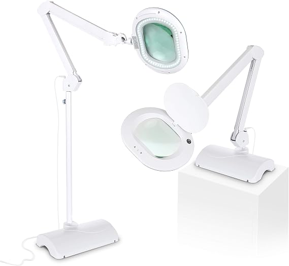 Brightech LightView Pro 2 in 1 XL Magnifying Floor Lamp - Very Bright LED Light with Full Page Magnifier Glass for Pro Tasks, Reading, Crafts & Hobbies - Converts from Standing to Table Lamp