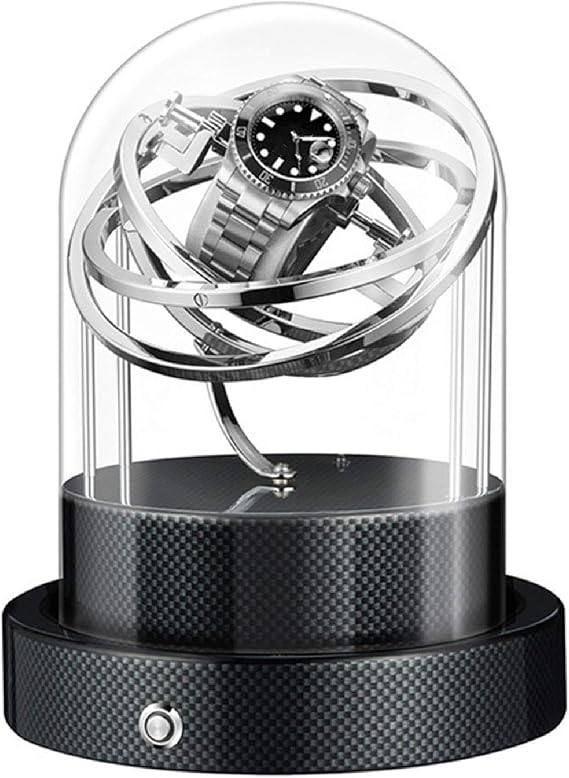 Unique Automatic Watch Winder Watch Box for Mechanical Watches Transparent Glass Watch Box with Dual Watch Holders Silver,