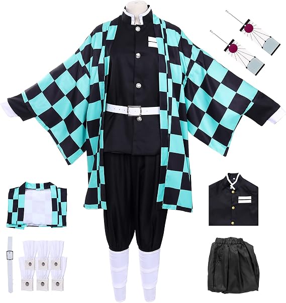 Cosplay Kimono Anime Cosplay Costume,Nezuko Cosplay Kimono for Girls Women,Halloween Costumes Tanjiro Cosplay Costume for Kids & Adults Halloween Carnival Party