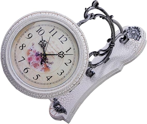 Double Sided Wall Clock Farmhouse Decorative Double Face Wall Clock Eye Catching Accent For All Rooms Antique Outdoor Garden Mount Hanging Train Railway Station Style Two Sided Creative