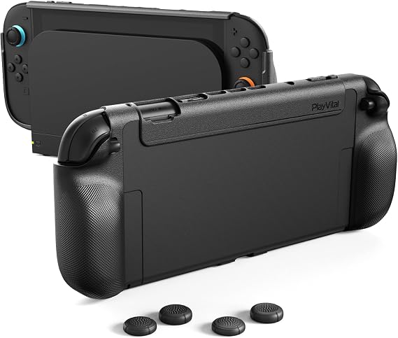 playvital Protective Grip Case for Nintendo Switch 2 Dock Compatible, Black