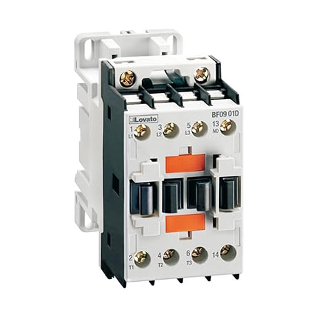 Lovato Electric BF0910D024 Three-Pole Contactor, Iec Operating Current Ie (Ac3) = 9A, Dc Coil, 24Vdc, 1No Auxiliary Contact