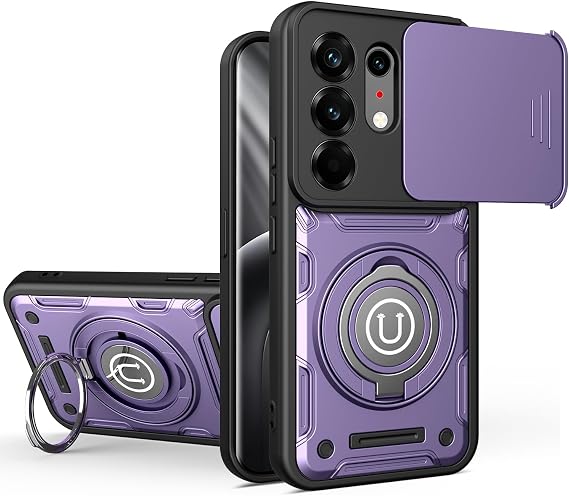 Compatible with Tecno Spark 40C 4G Case, 2-in-1 Slide Camera Cover, Kickstand Design Compatible with Tecno Pop 10 Pro KM4k Shockproof Phone Protective