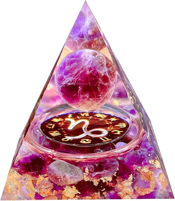 Orgonite Crystal Pyramid,Twelve Constellations Capricorn Amethyst attracts Wealth, Success and Happiness for Meditation and Healing