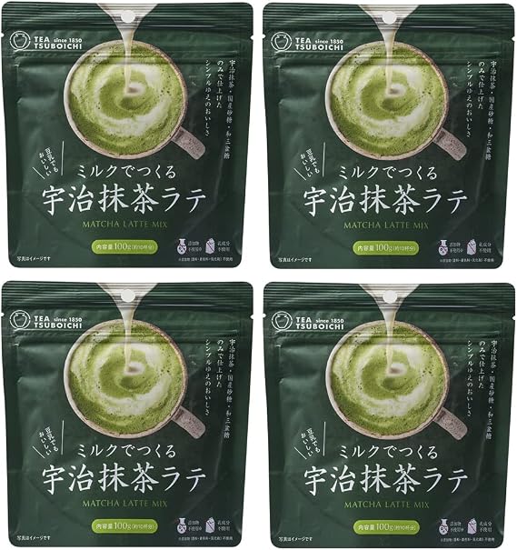 Matcha Latte Made in Tsuboshi Chamoto Store, Made in Milk, 2.8 oz 80 g, Made in Japan, Additive-free, Japanese San-Bon No Dairy Ingredients Powder 4 Bags of Matcha Latte
