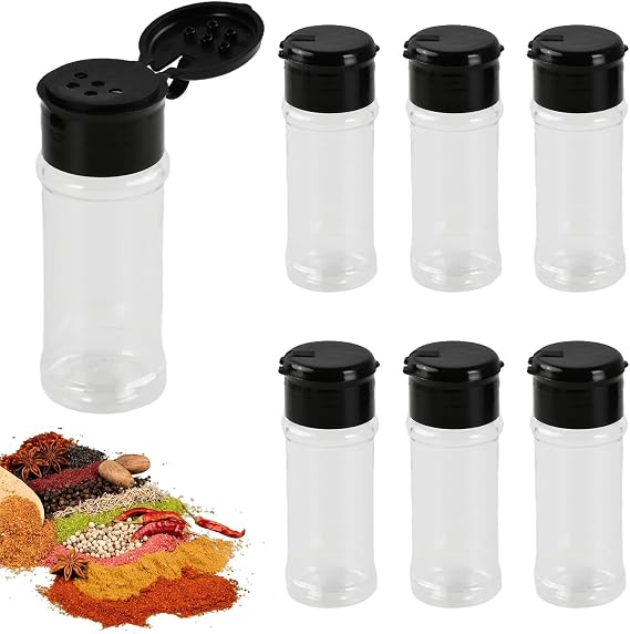 6 Pcs Plastic Spice Bottles Set,100ml Reusable Clear Seasoning Bottles,Empty Spice Jars,Seasoning Containers,spice Storage Containers for Peppers Herbs Powders