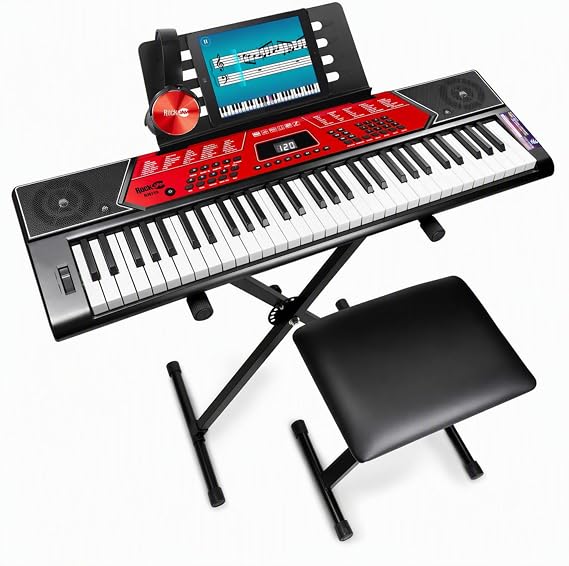 RockJam RJ6170 Keyboard Piano Set 61 Keys with Pitch Bend Red