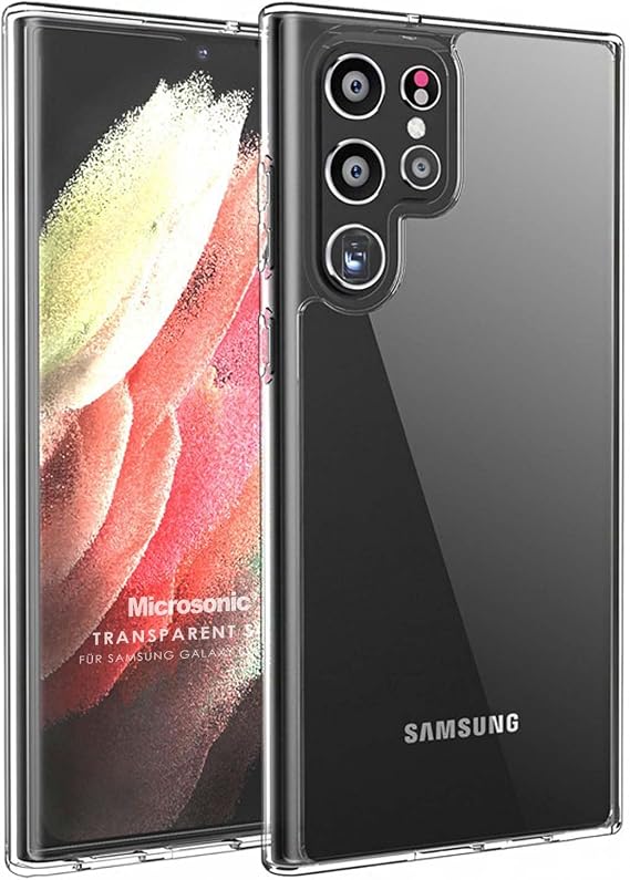 Microsonic Samsung Galaxy S22 Ultra için Kılıf Transparent Soft Beyaz [Galaxy S22 Ultra ile Uyumlu Kılıf - Beyaz]