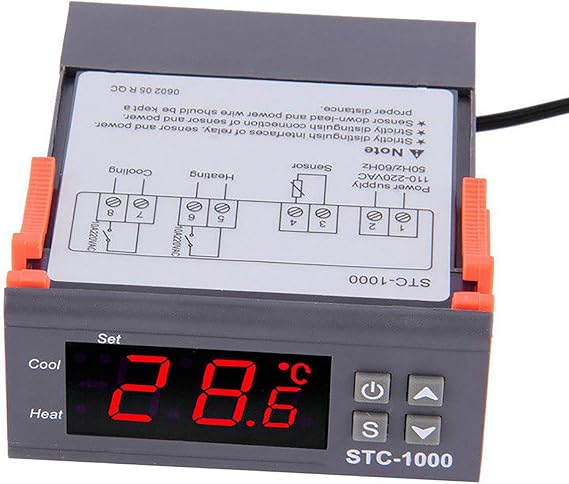 POWERTOOL 220V Temperature Controller Thermostat, Digital Temperature Thermostat STC-1000 Controller -50℃~110℃ Heating Cooling