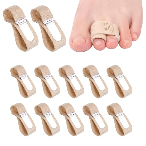 12 Pack Fabric Hammer Toe Corrector Toe Straightener Reusable Broken Toes | Protectors Buddy Taped Wraps Cushioned Hammer Splints for Crooked Overlapping Broken Support Toes Avoid Secondary Trauma