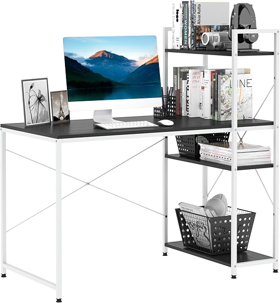 HOMCOM Reversible Computer Desk 120 x 64 x 121cm Black and White