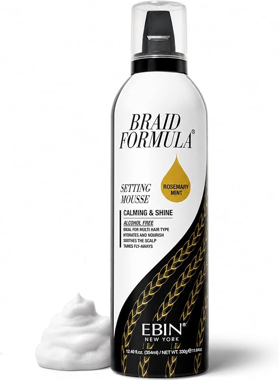 EBIN NEW YORK Braid Formula Setting Mousse - Rosemary Mint, 12.49 fl.oz./ 354ml | Calming & Gives Shine, Instant Hydrates & Nourish