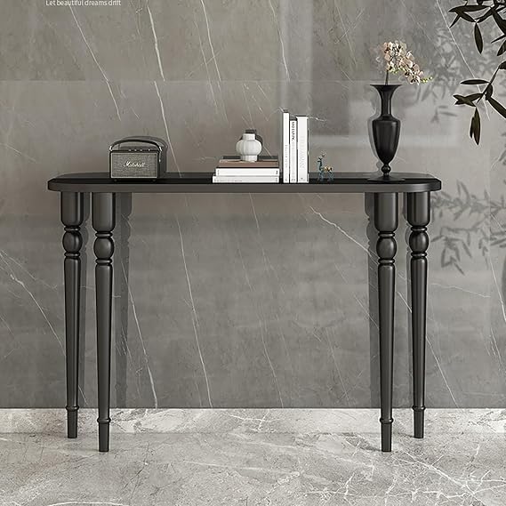 Çiftlik Evi Konsol Masası - Oturma Odası, Fuaye, Koridor ve Yatak Odası için Dar Giriş/Kanepe Masası - Şık Ahşap Tasarım (Siyah, 80 cm x 90 cm) - Ev Dekoru için Mükemmel