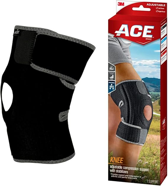 ACE Brand Adjustable Knee Brace with Side Stabilizers Provides Support & Compression to Arthritic and Painful Knee Joints