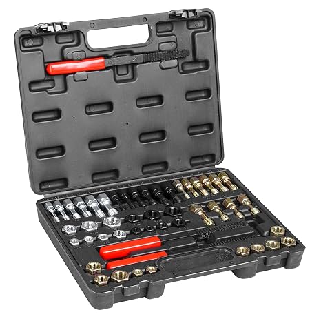 VEVOR 49-Piece Thread Chaser Set, UNC UNF and Metric Thread Restorer Tool, Rethreading Tool Kit with 22 Taps 24 Dies 3 Thread Files Storage Case, Heat Treated Steel, for Mechanics DIY Enthusiasts