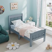 Solid Pine Wood Platform Bed Frame, Modern, Easy Assembly, Adults Kids Teenagers 98X198X92cm,3ft Single, Gray (Single) (Grey A)