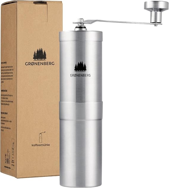 Manual Coffee Grinder by Groenenberg Hand Coffee Grinder adjustable Ceramic Burr Stainless Steel Hand Crank Mill Portable