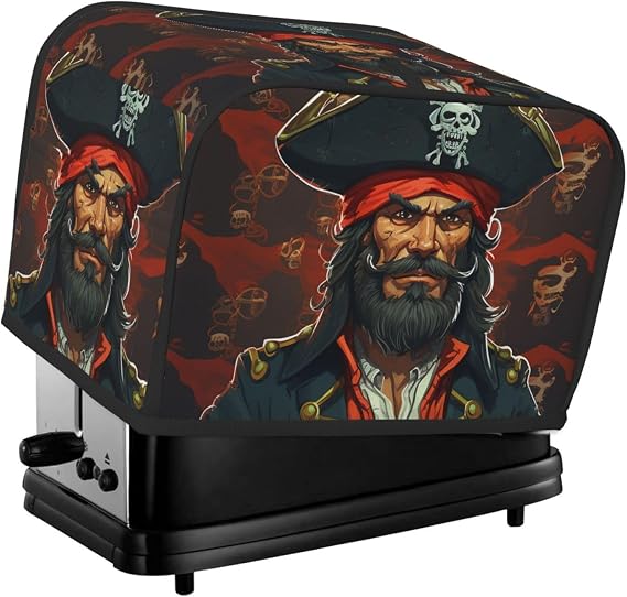 Pirate Captain 2 Slice Toaster Covers Quilted Bread Maker Cover Small Appliance Cover With Handle Toasters Dust Cover For Home Table Kitchen Decor