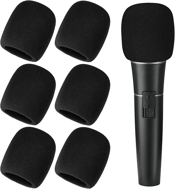6 PCS Black Microphone Foam Cover, Mic Cover for Microphones