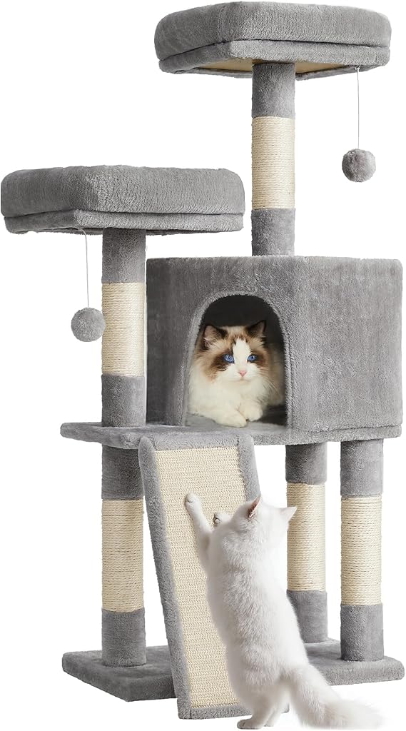 Feandrea Cat Tree, Tower for Cats, 115 cm, Dove Grey PCT141W01