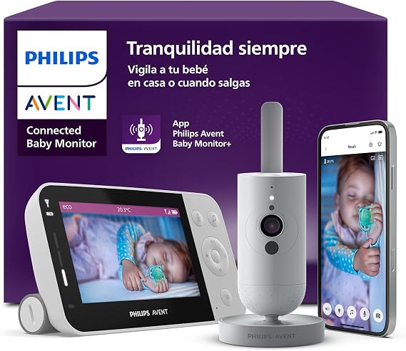 PHILIPS Avent Wi-Fi Connected Baby Monitor, Quality HD Camera, Infrared Night Vision, Crying Detection, Two-Way Audio, 12 Hour Detection Time in Eco Mode