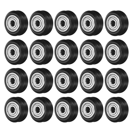 sourcing map 20pcs 3D Printer V-Slot Rollers, Solid High-Speed Gantry Wheels V Slot POM Pulley Wheel with 625ZZ Double Shield Bearing for 3D Printer, CNC Machine (Black)