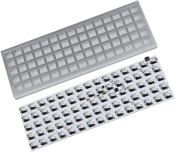 YMDK Idobao x ID75 75 Keys Ortholinear Layout VIA Anodized Aluminum Case Plate hot-swappable Hot Swap Type C PCB Mechanical Keyboard Kit (Silver)