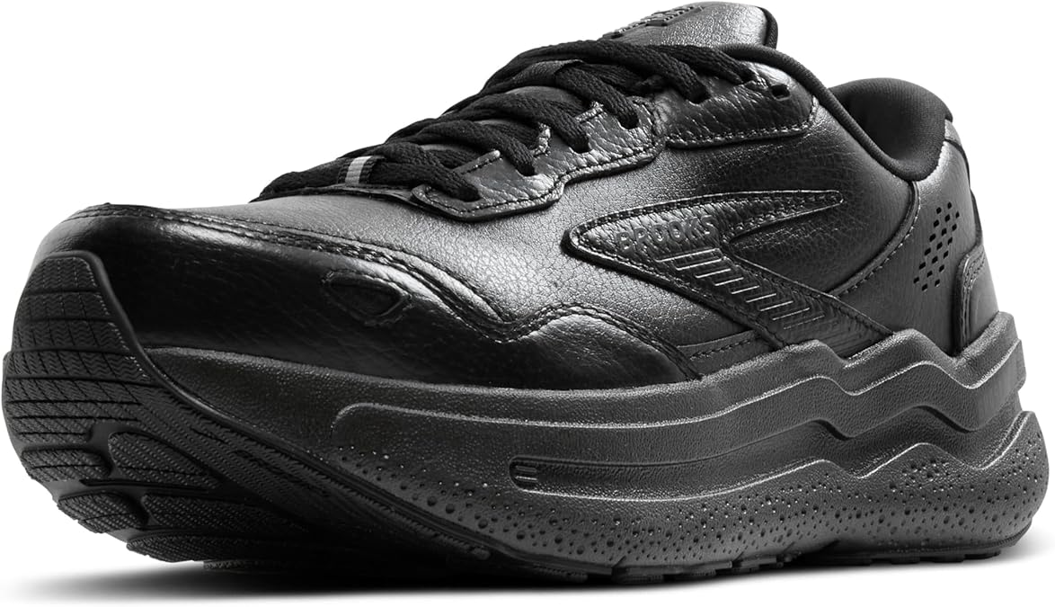 Brooks メンズ Ghost Max スエード/レザー ニュートラル ランニング&ウォーキングシューズ, ブラック/ブラック, 10 Wide