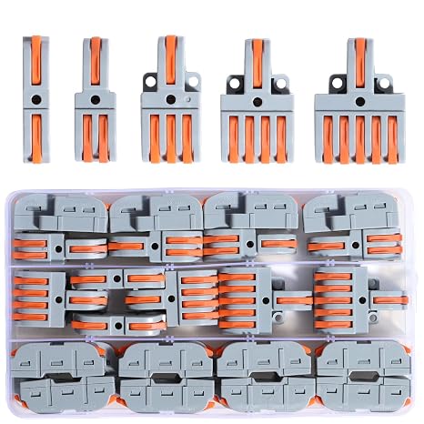 30Pcs Lever Wire Compact Connectors 1-5 Circuit Inline Splices