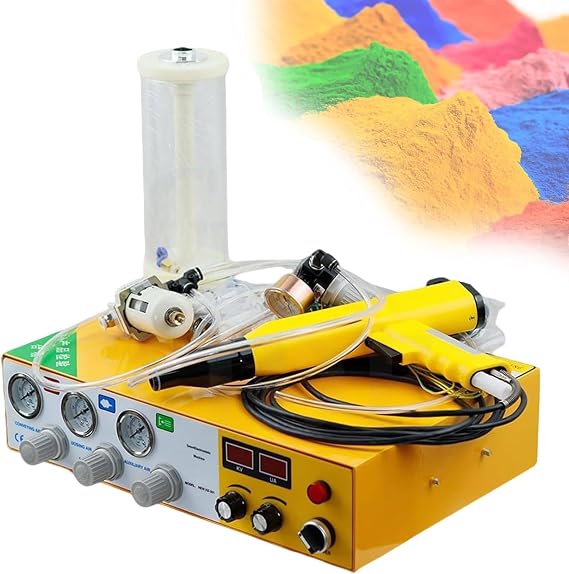 Electrostatic Powder Coating Machine 35w Kit,1l Powder Bucket,Dual Digital Display,Foot Pedal,100kv,0.4mpa,200mm Nozzle,For Metal/Car Primer/Garage/Garden/Marine/Small Workshop