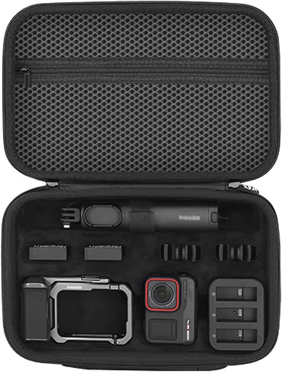 Carrying Case for Insta.360 Ace Pro/Pro 2 Xplorer Grip Kit, with Shoulder Straps, PU Leather and Soft Plush Lining Storage Bag for Travel Outdoor