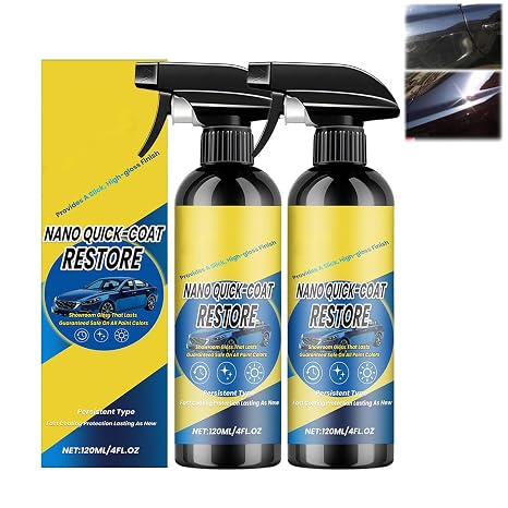 Nano Quick Coat Restore Coating Spray, Quick Effect Coating Agent for Cars, 120ml Car Nano Coating Spray, Long-Lasting Protection, Car Scratch Remover Spray for Shine and Protection (2PC)