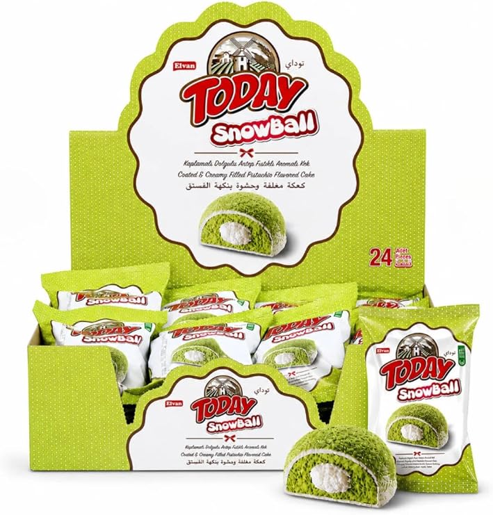 Elvan Today Snowball Antep Fıstık Aromalı Kek 35 Gr 24 Adet (1 Kutu)
